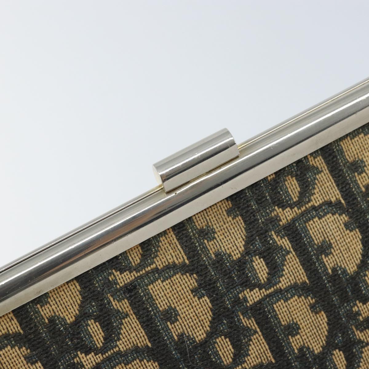 Christian Dior Trotter Canvas Clutch Bag Navy Gold Auth ka3453