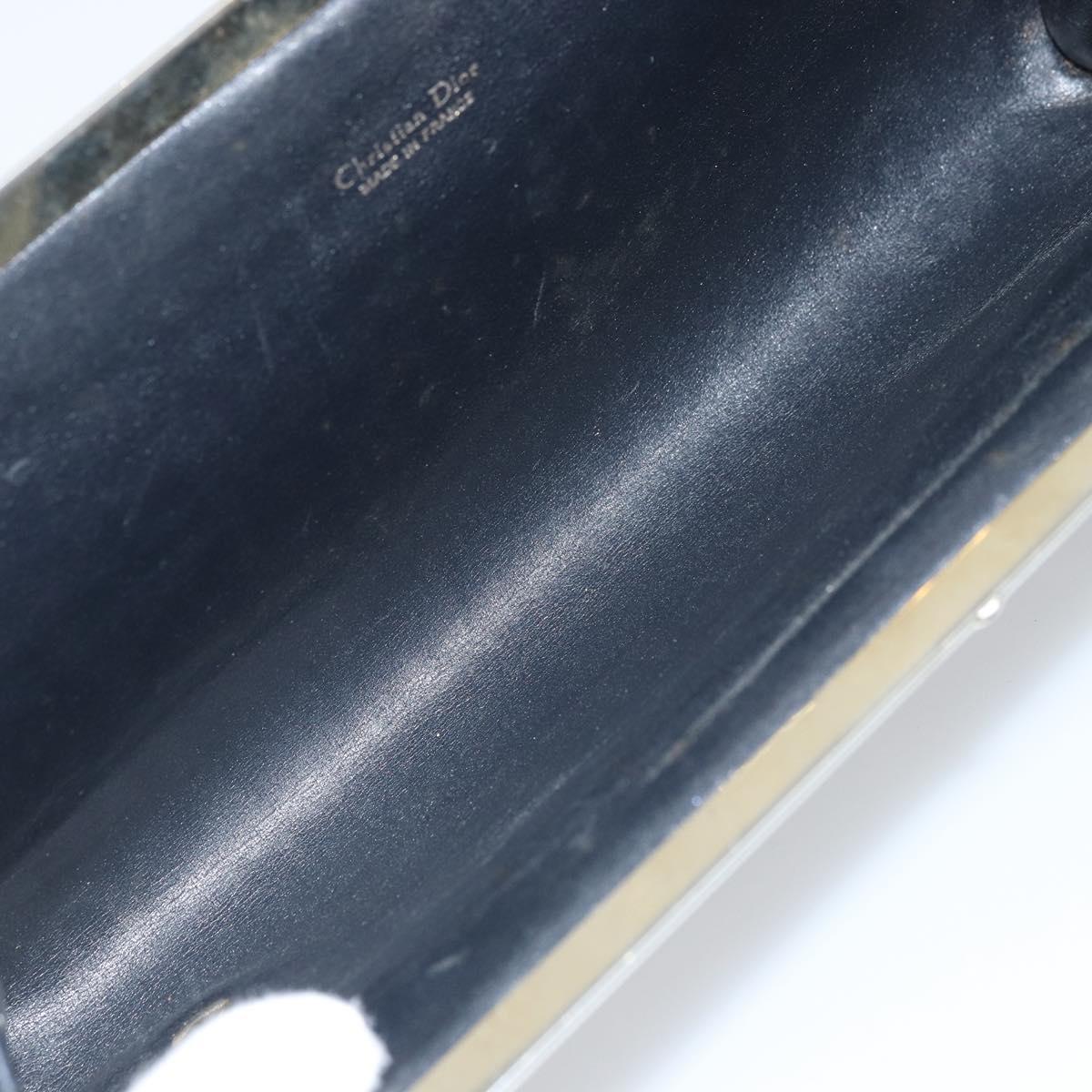 Christian Dior Trotter Canvas Clutch Bag Navy Gold Auth ka3453