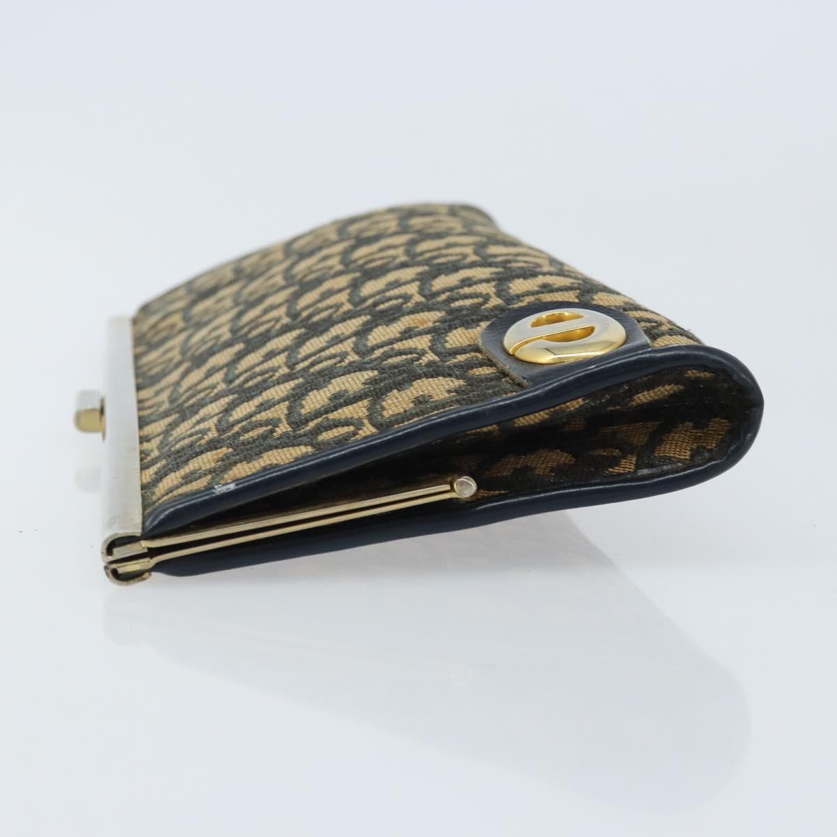 Christian Dior Trotter Canvas Clutch Bag Navy Gold Auth ka3453