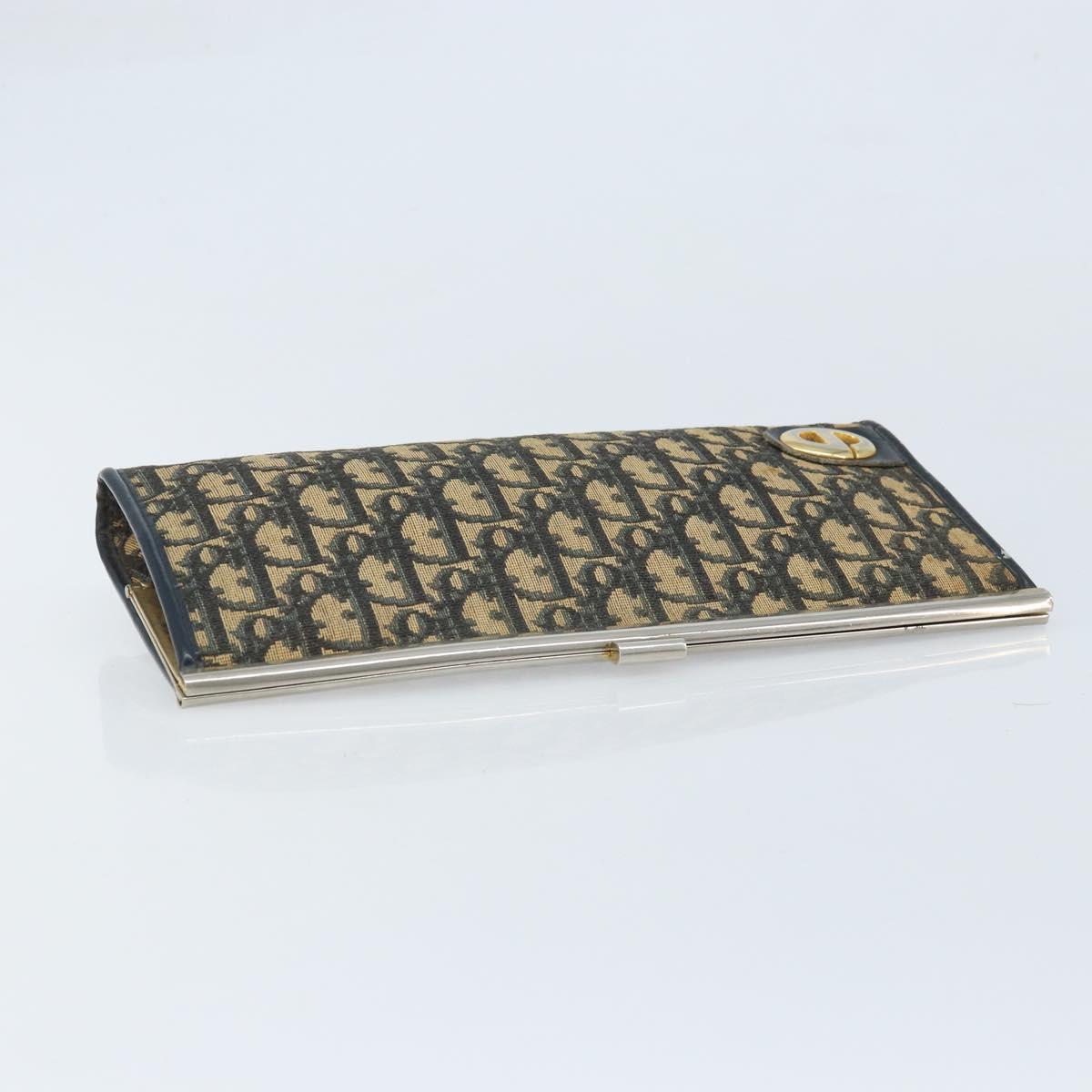 Christian Dior Trotter Canvas Clutch Bag Navy Gold Auth ka3453