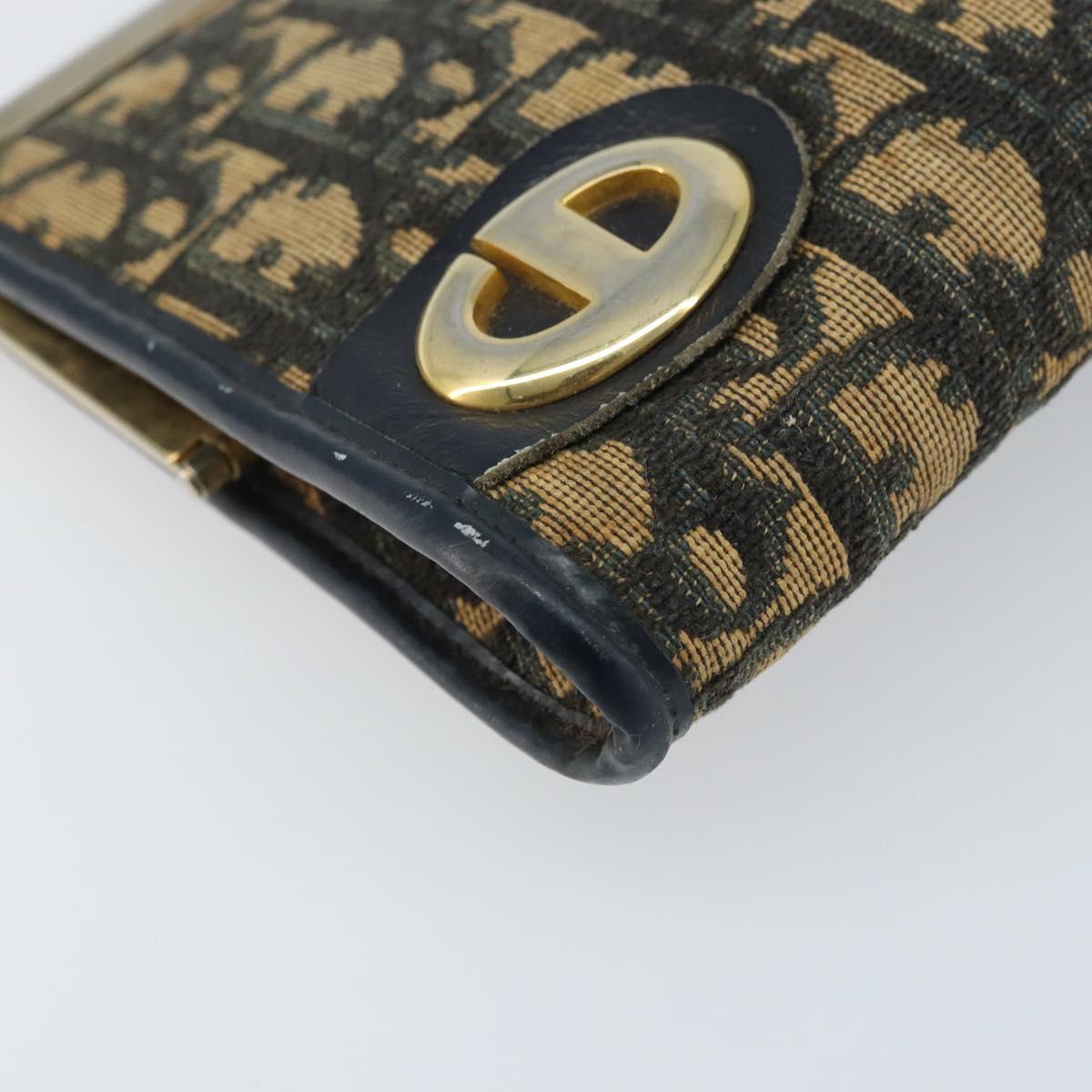 Christian Dior Trotter Canvas Clutch Bag Navy Gold Auth ka3453