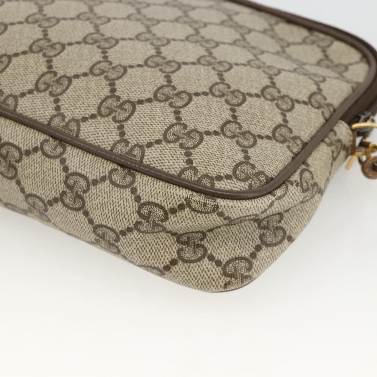GUCCI GG Supreme Shoulder Bag PVC Beige Gold 116 02 068 Auth ka3454