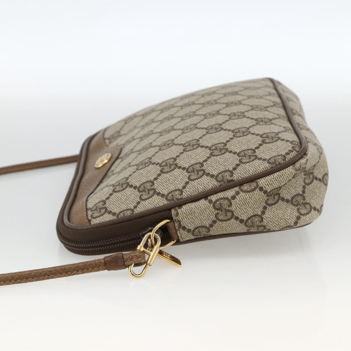 GUCCI GG Supreme Shoulder Bag PVC Beige Gold 116 02 068 Auth ka3454