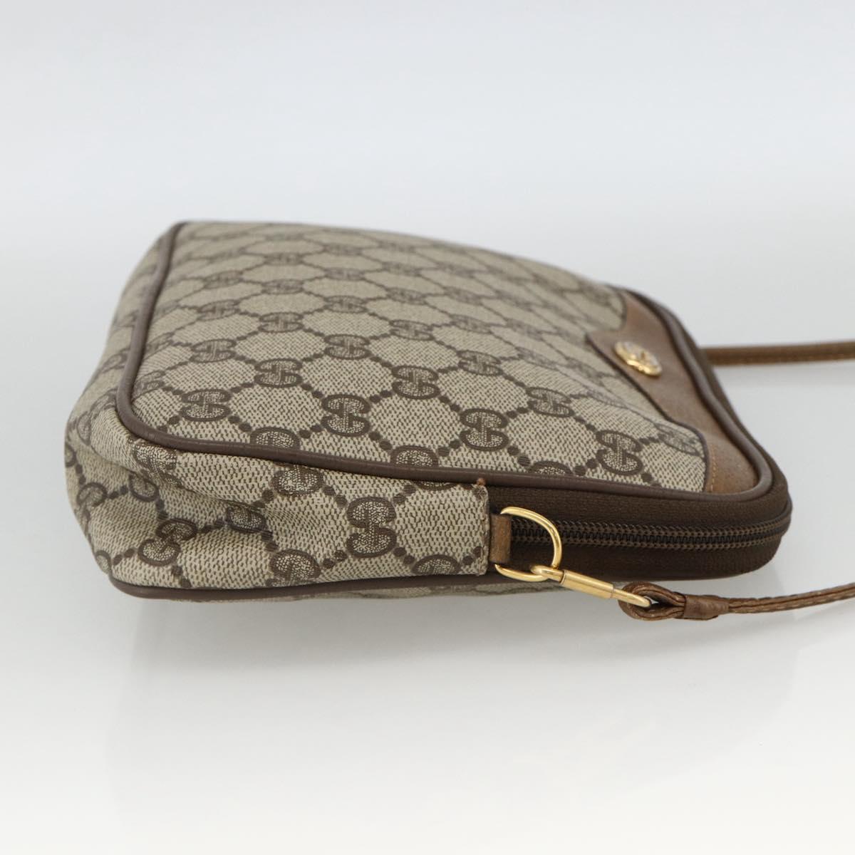 GUCCI GG Supreme Shoulder Bag PVC Beige Gold 116 02 068 Auth ka3454