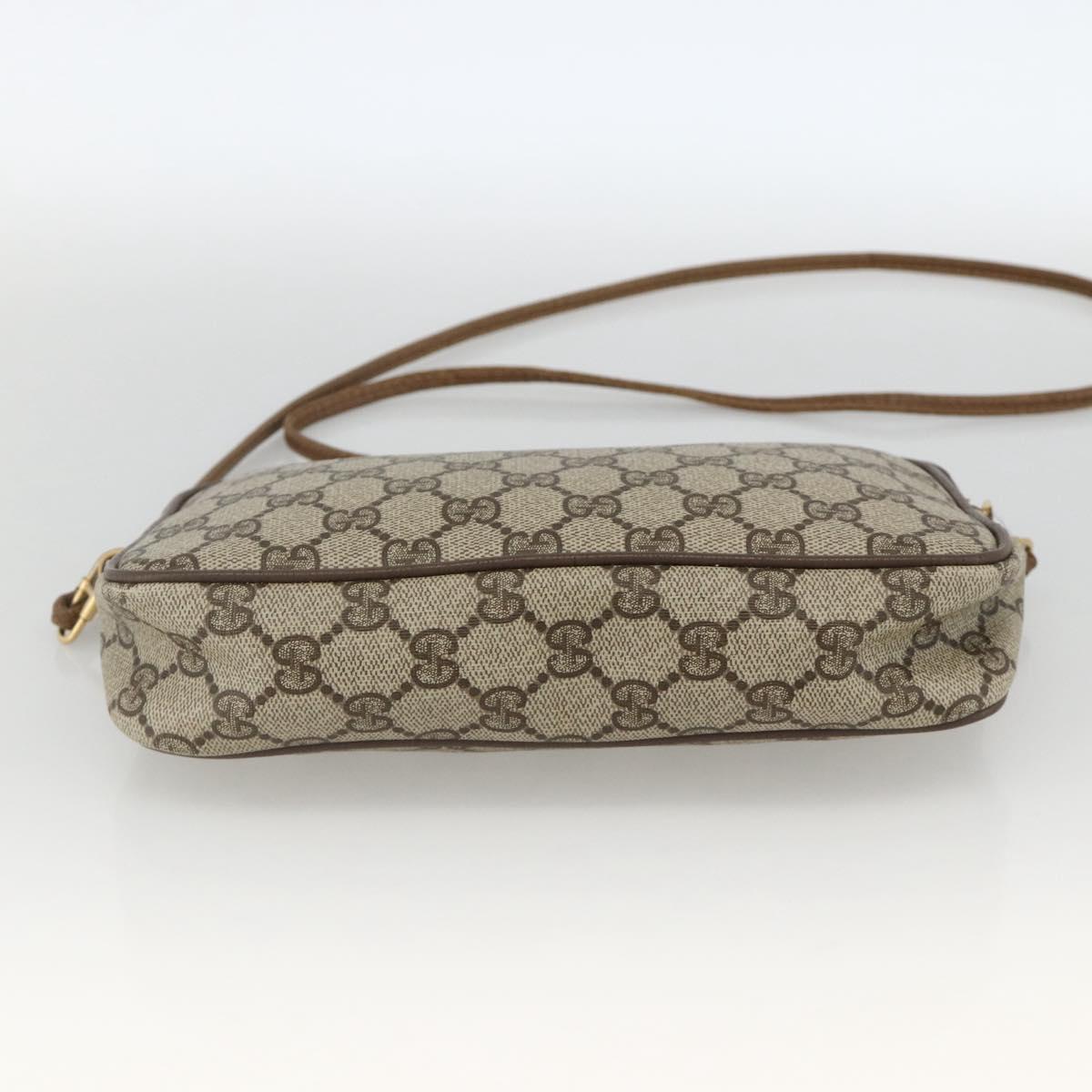 GUCCI GG Supreme Shoulder Bag PVC Beige Gold 116 02 068 Auth ka3454