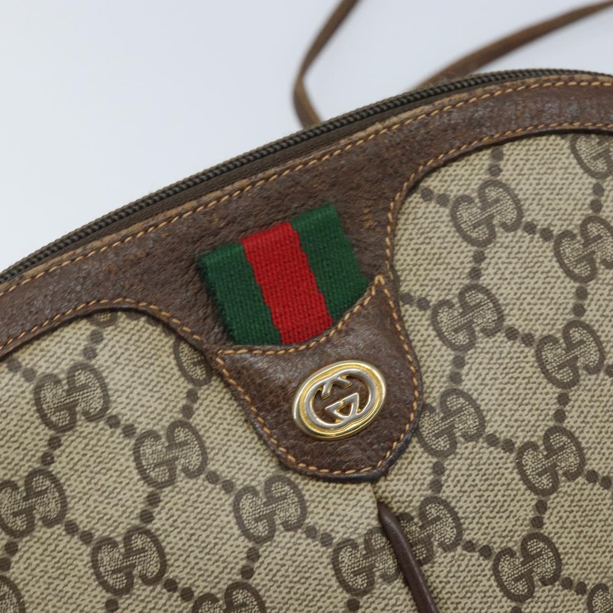 GUCCI GG Supreme Web Sherry Line Bag PVC Beige Gold 904 02 047 Auth ka3455
