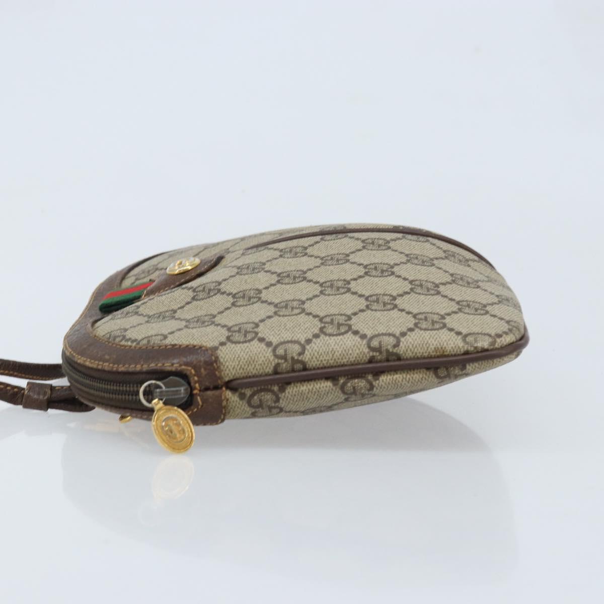 GUCCI GG Supreme Web Sherry Line Bag PVC Beige Gold 904 02 047 Auth ka3455