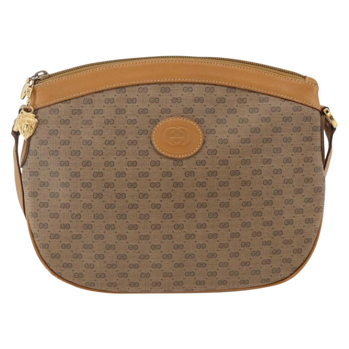 GUCCI Micro GG Supreme Shoulder Bag PVC Beige Gold 007 87 0096 Auth ka3457