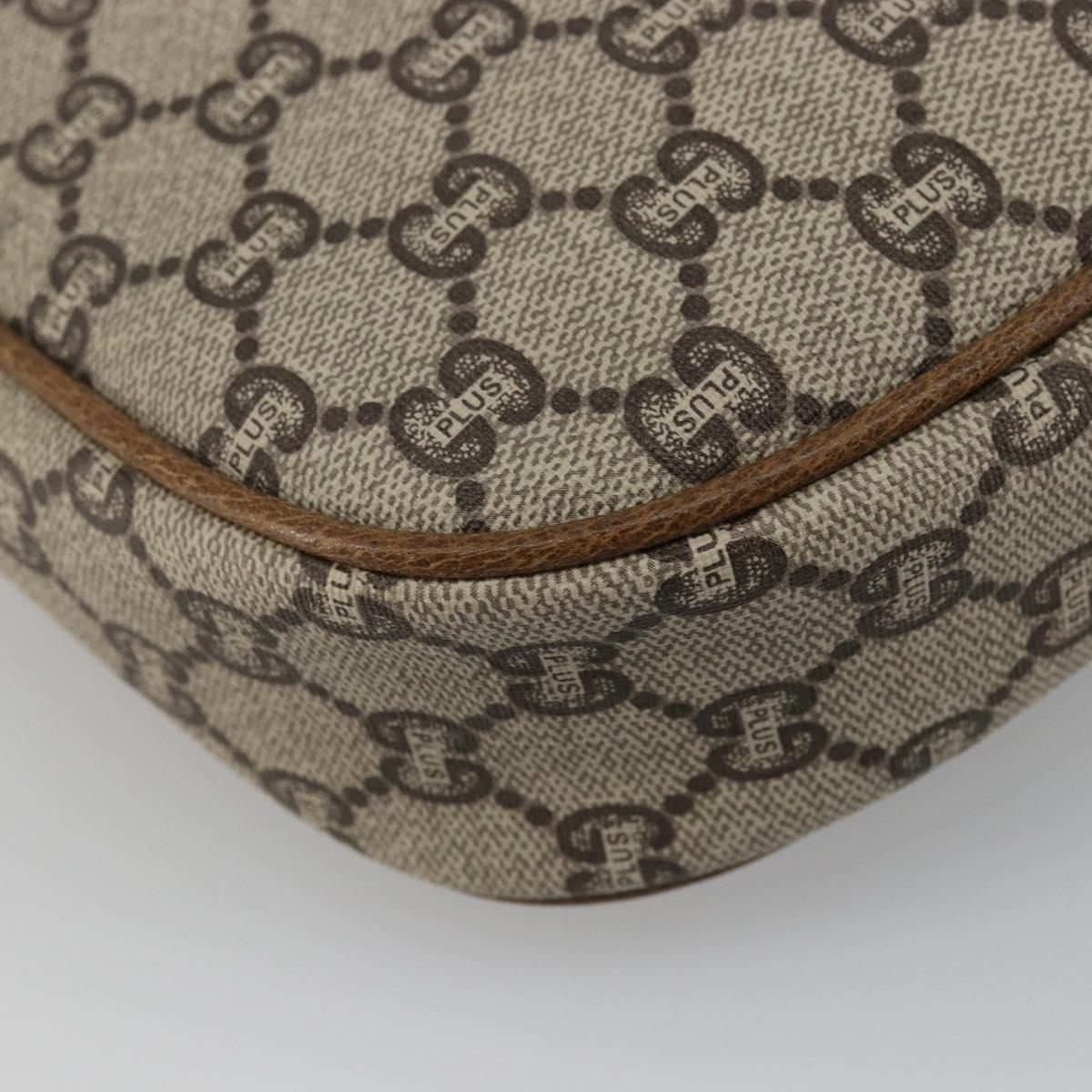 GUCCI GG Plus Supreme Shoulder Bag PVC Beige Gold Auth ka3460