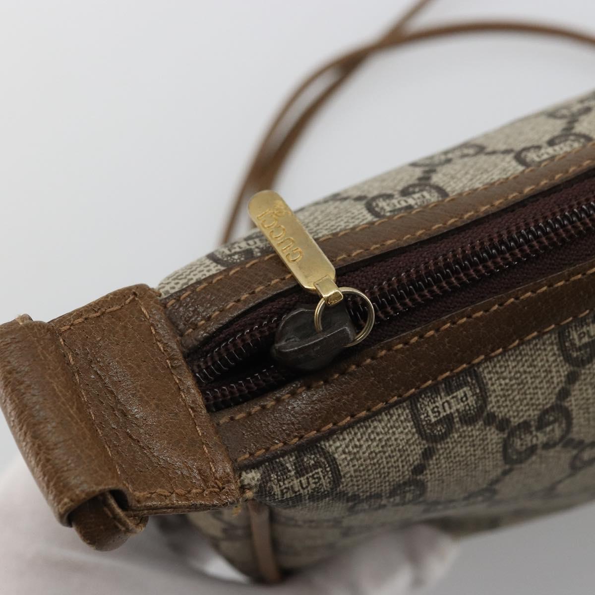 GUCCI GG Plus Supreme Shoulder Bag PVC Beige Gold Auth ka3460