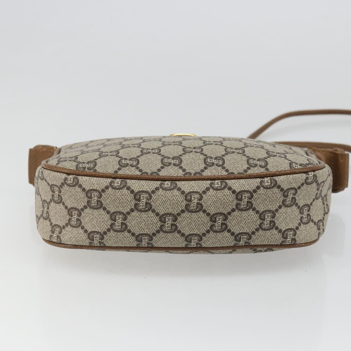 GUCCI GG Plus Supreme Shoulder Bag PVC Beige Gold Auth ka3460