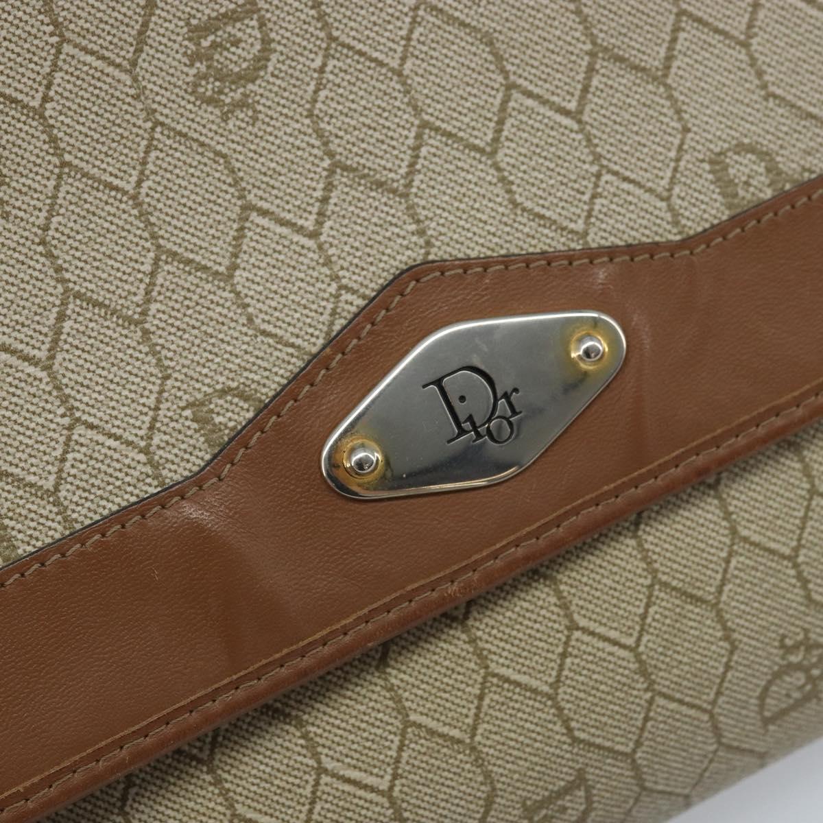 Christian Dior Honeycomb Canvas Chain Shoulder Bag PVC Beige Gold Auth ka3461