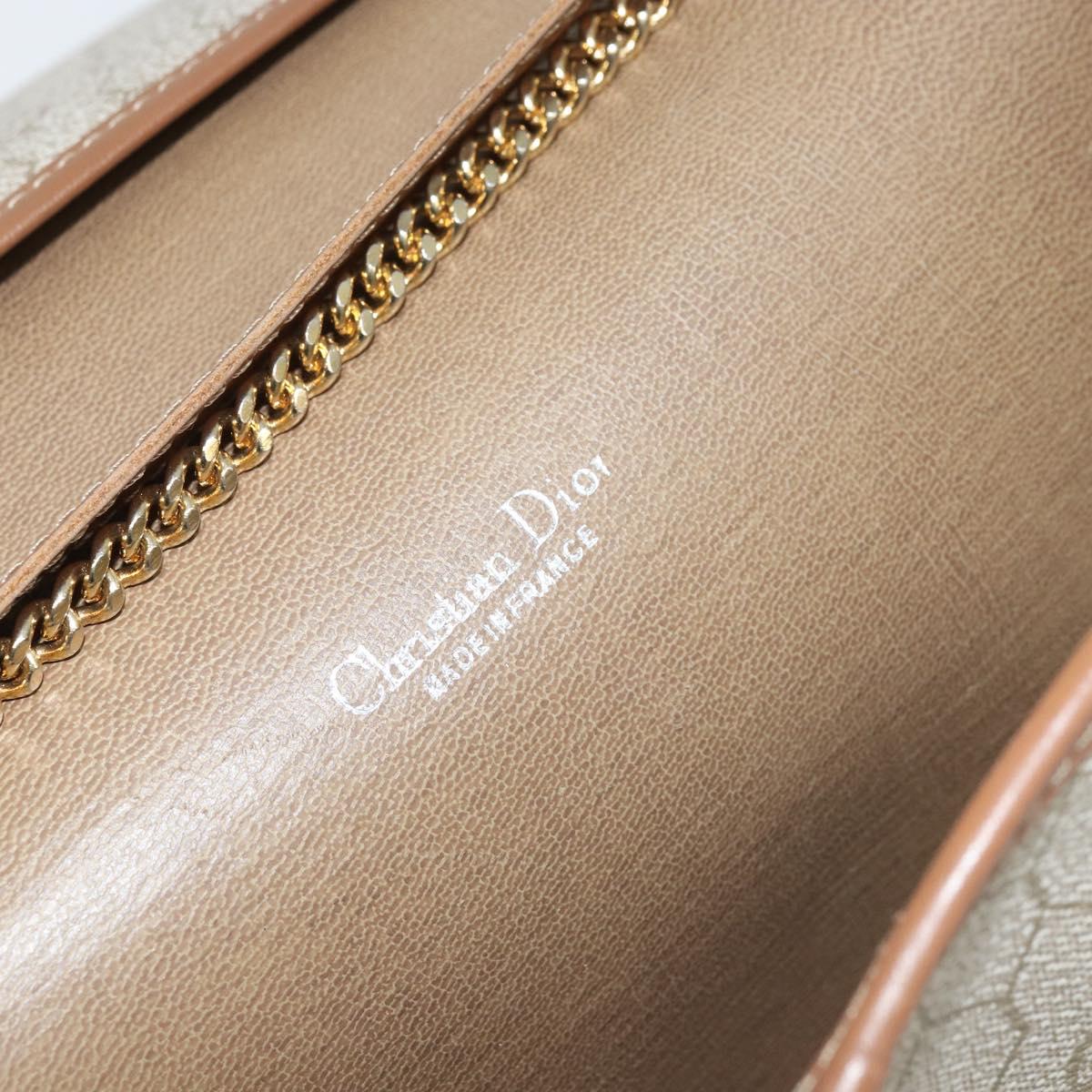 Christian Dior Honeycomb Canvas Chain Shoulder Bag PVC Beige Gold Auth ka3461