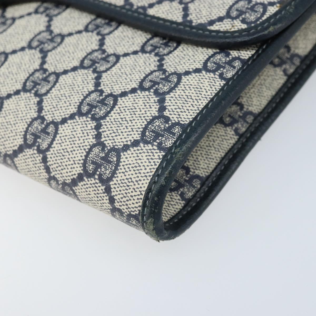 GUCCI GG Supreme Shoulder Bag PVC Navy Gold Auth ka3462