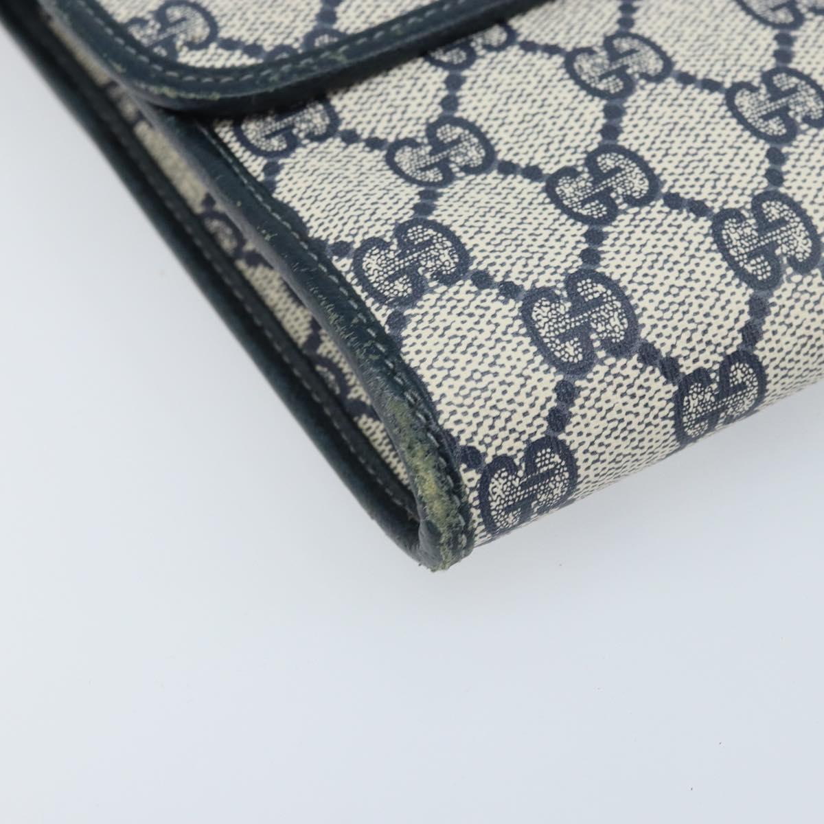 GUCCI GG Supreme Shoulder Bag PVC Navy Gold Auth ka3462