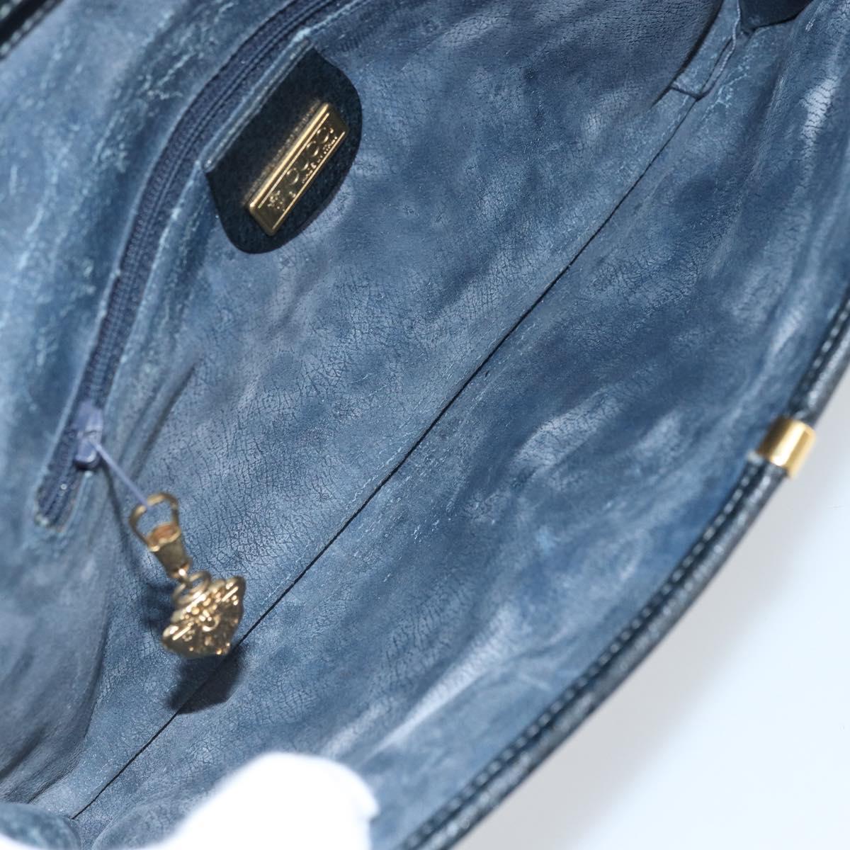 GUCCI GG Supreme Shoulder Bag PVC Navy Gold Auth ka3462