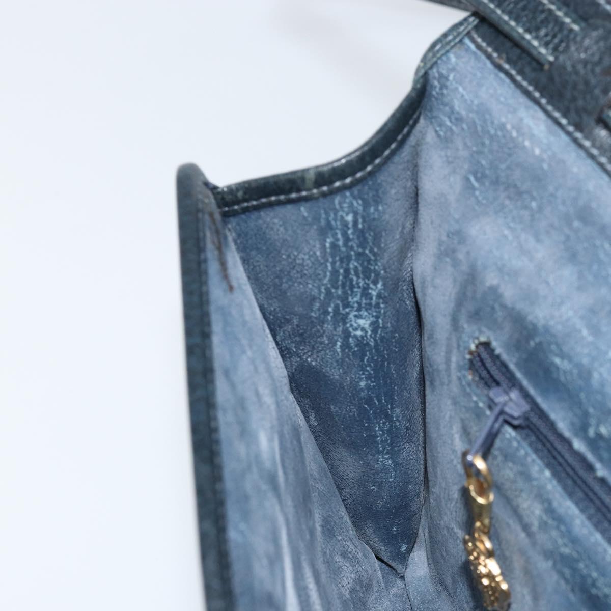 GUCCI GG Supreme Shoulder Bag PVC Navy Gold Auth ka3462