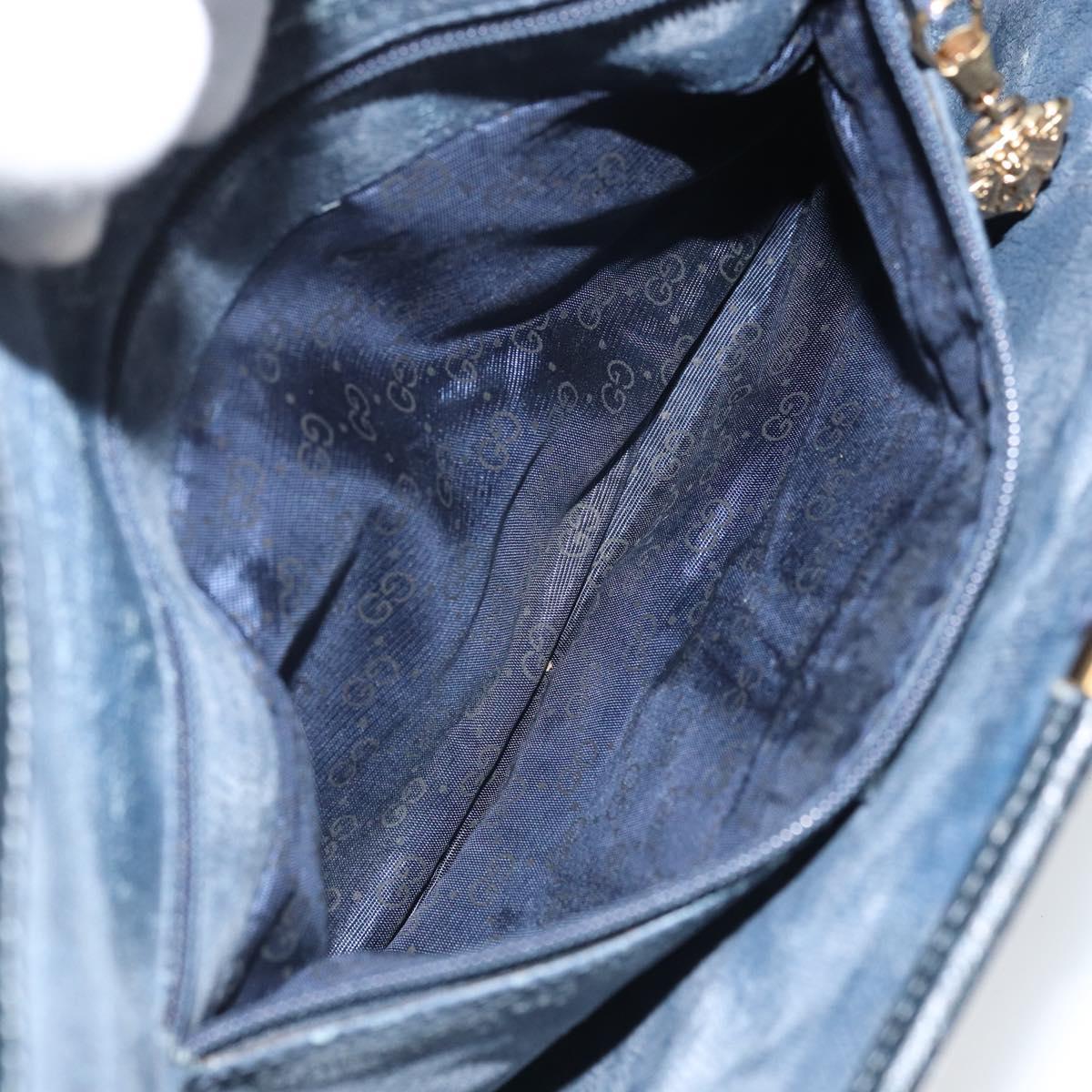GUCCI GG Supreme Shoulder Bag PVC Navy Gold Auth ka3462