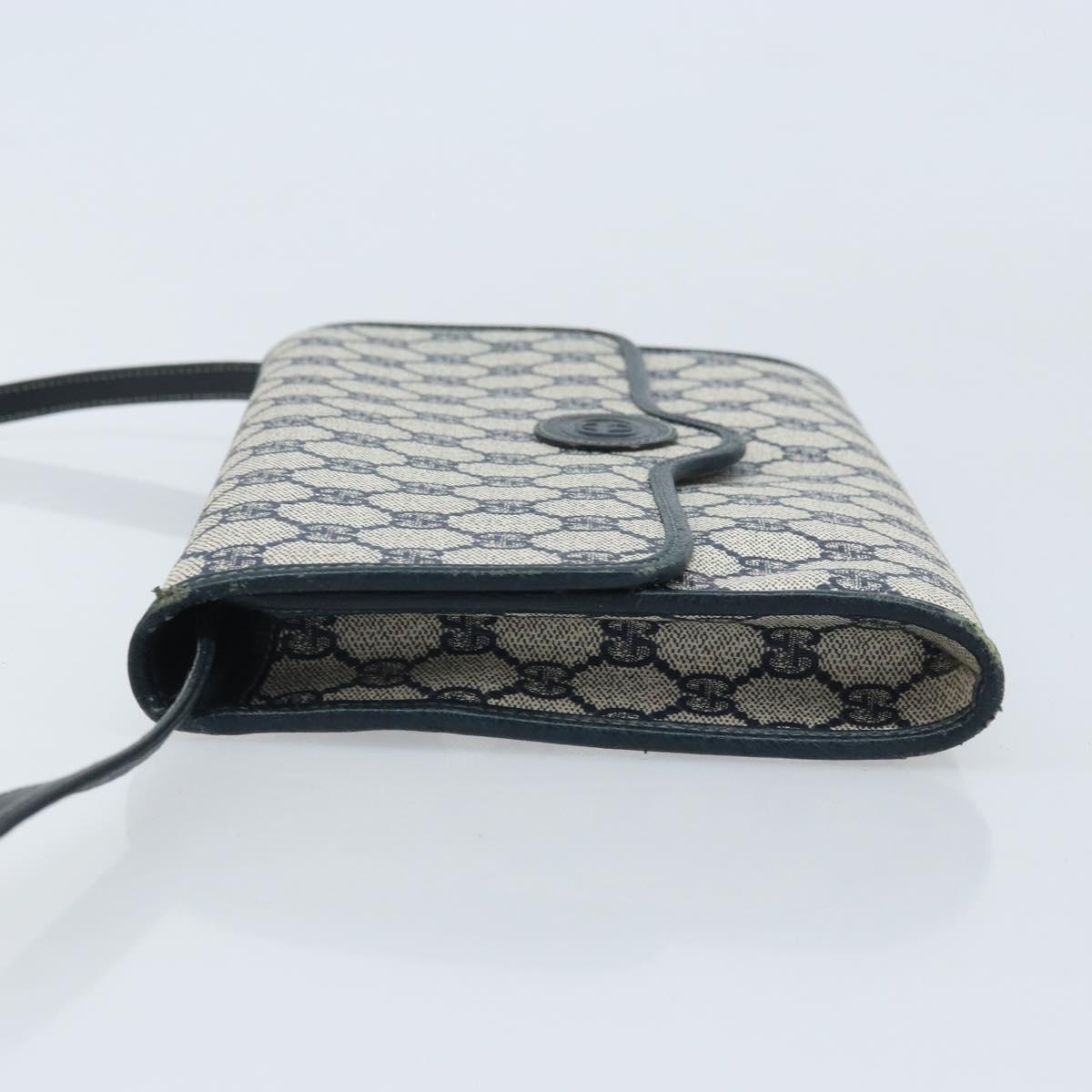 GUCCI GG Supreme Shoulder Bag PVC Navy Gold Auth ka3462