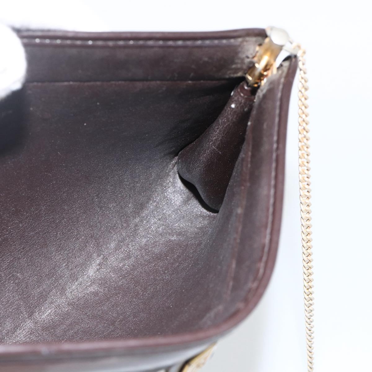 Christian Dior Trotter Canvas Chain Shoulder Bag Brown Gold Auth ka3467