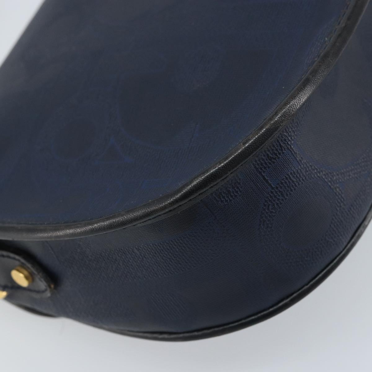 Christian Dior Trotter Canvas Shoulder Bag PVC Navy Gold Auth ka3468A
