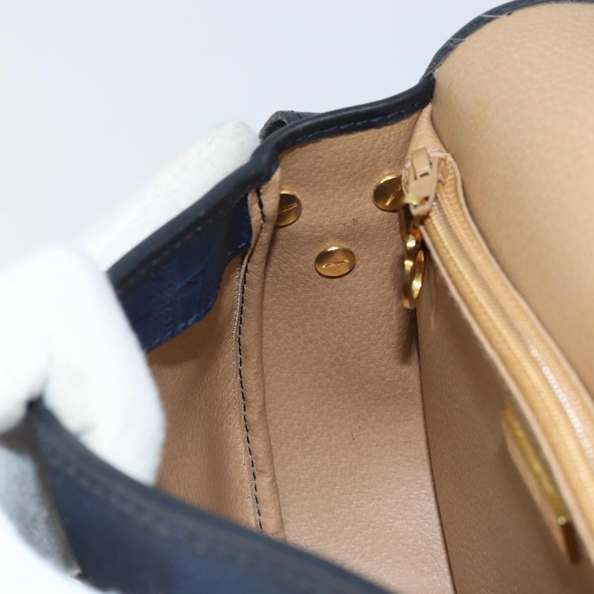 Christian Dior Trotter Canvas Shoulder Bag PVC Navy Gold Auth ka3468A