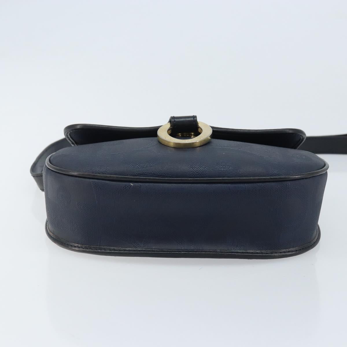 Christian Dior Trotter Canvas Shoulder Bag PVC Navy Gold Auth ka3468A