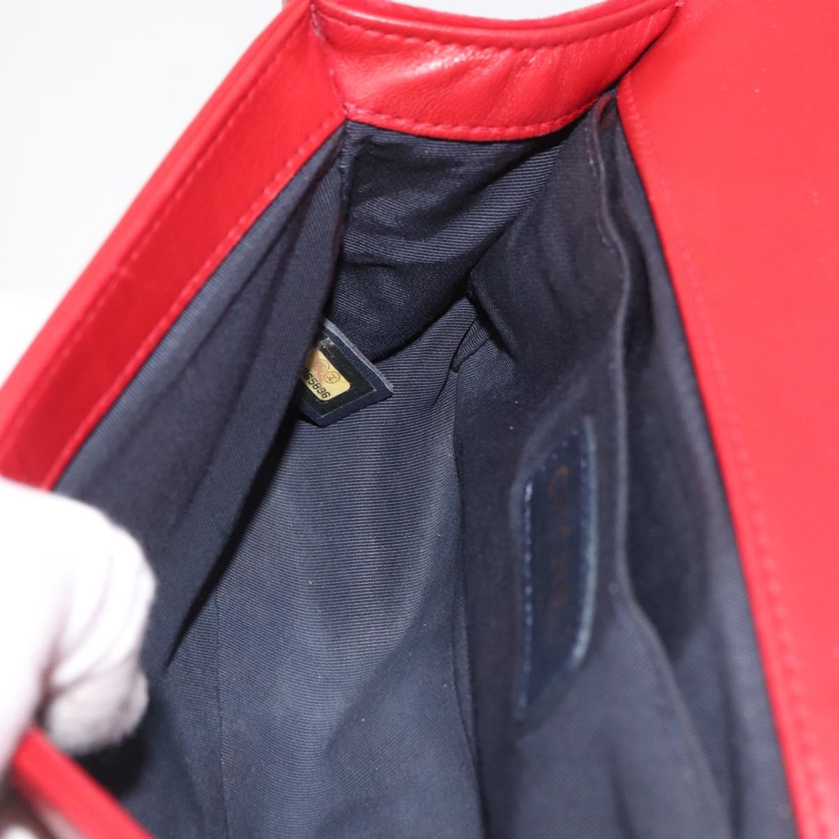 CHANEL Chain Matelasse Boy Chanel Shoulder Bag Canvas Red Gold CC Auth ka3474SAM