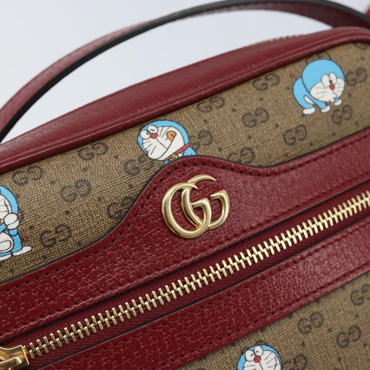 GUCCI Micro GG Supreme Doraemon Bag PVC Beige Gold 647784 Auth ka3475SAM