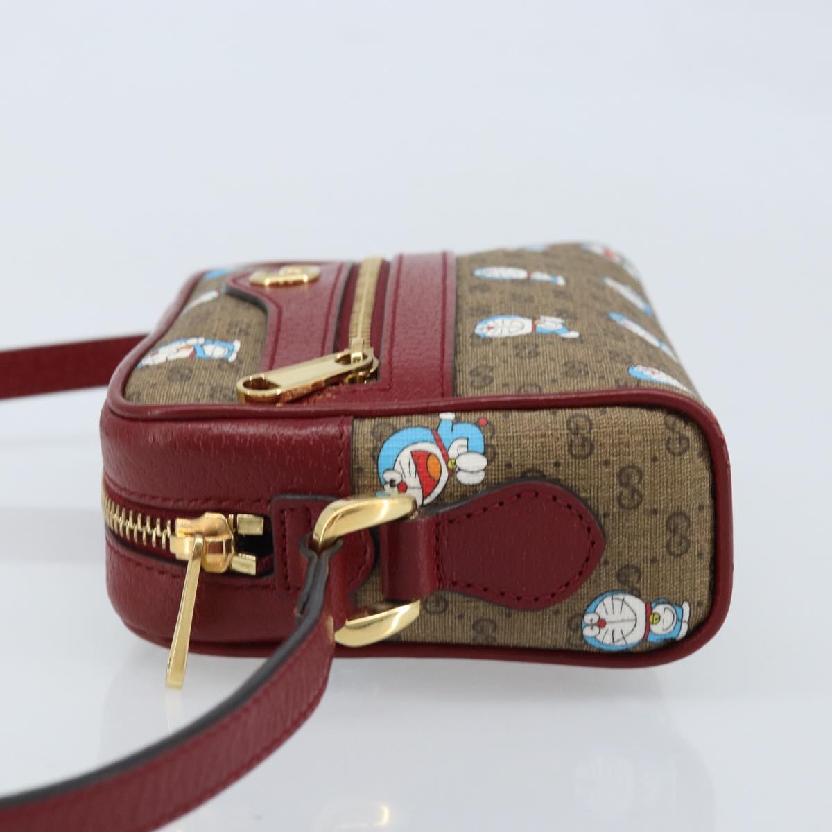 GUCCI Micro GG Supreme Doraemon Bag PVC Beige Gold 647784 Auth ka3475SAM
