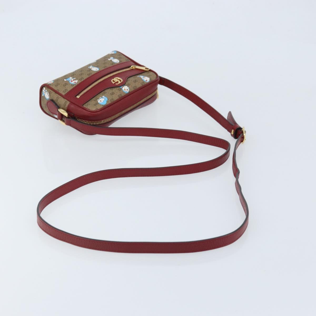 GUCCI Micro GG Supreme Doraemon Bag PVC Beige Gold 647784 Auth ka3475SAM