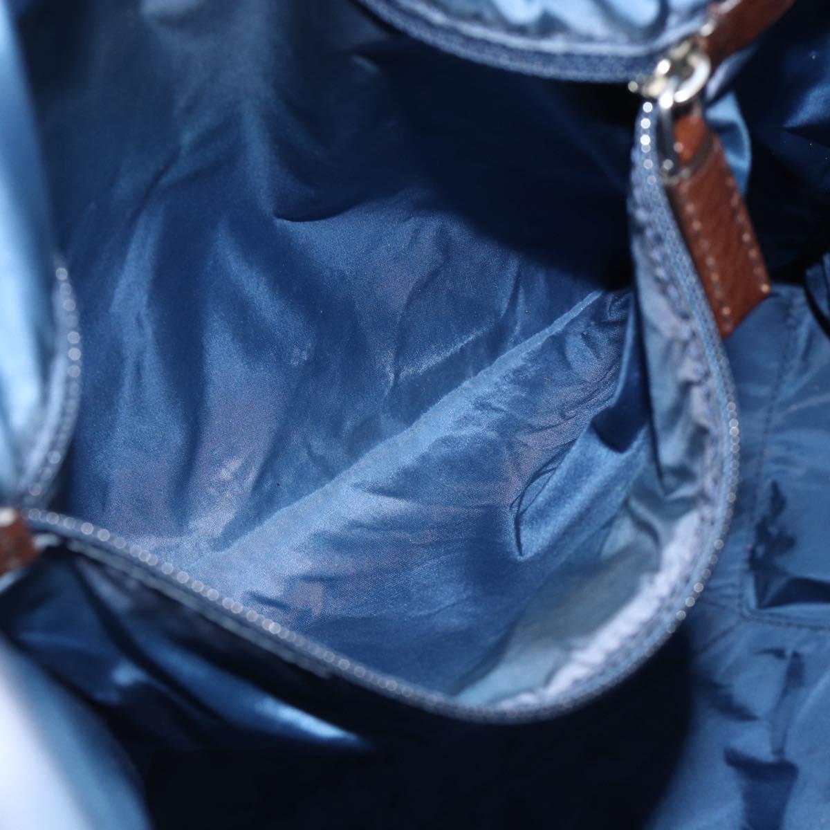 PRADA Tote Bag Nylon Blue Silver Auth ka3477A