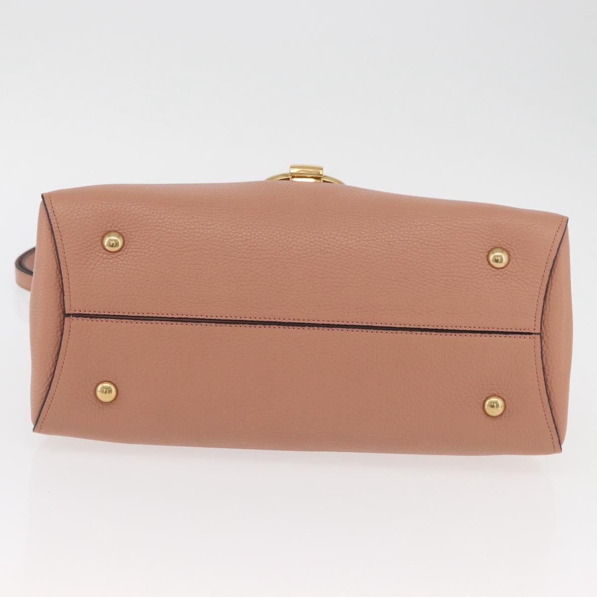 Salvatore Ferragamo Margot Shoulder Bag Leather Beige Gold Auth ka3483A