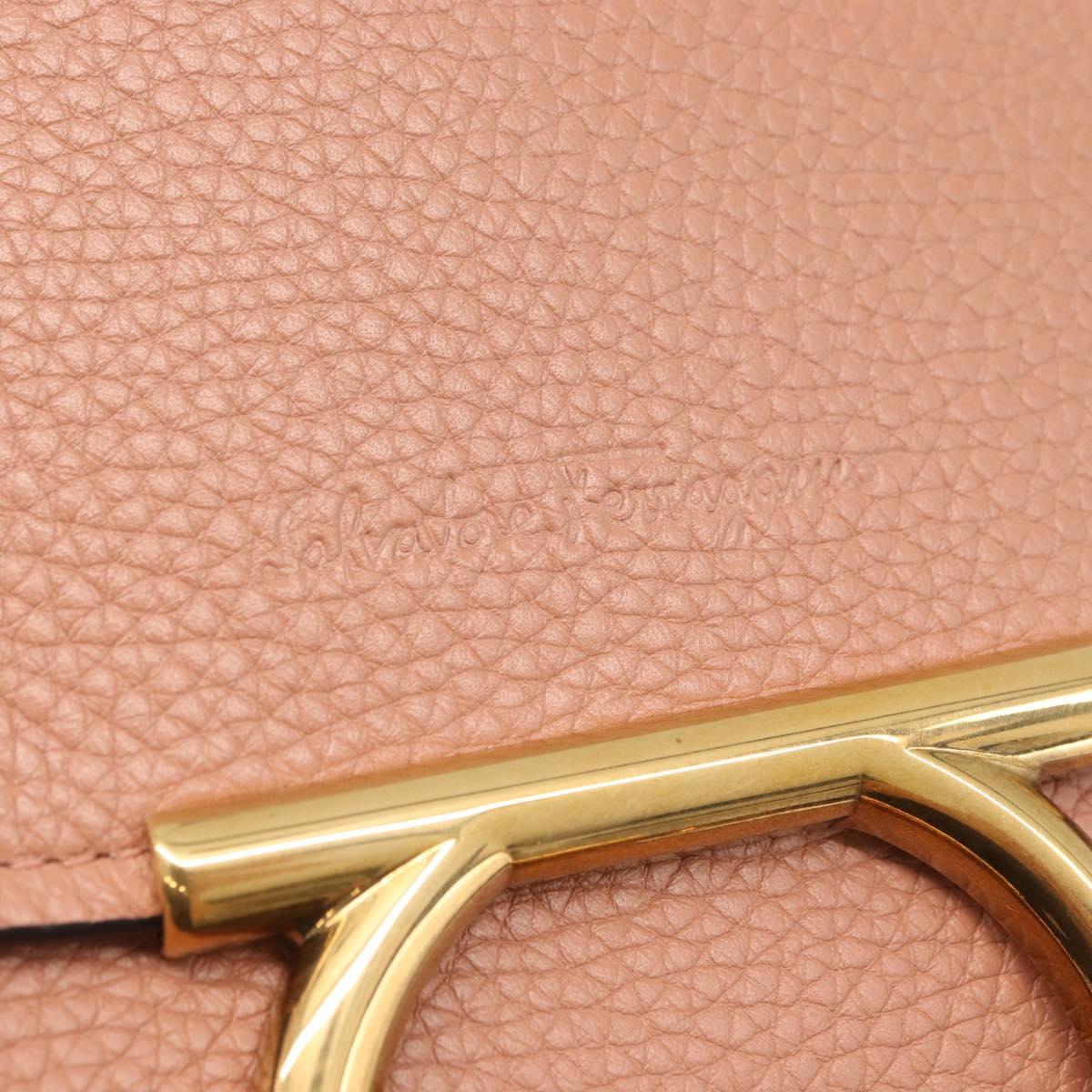 Salvatore Ferragamo Margot Shoulder Bag Leather Beige Gold Auth ka3483A