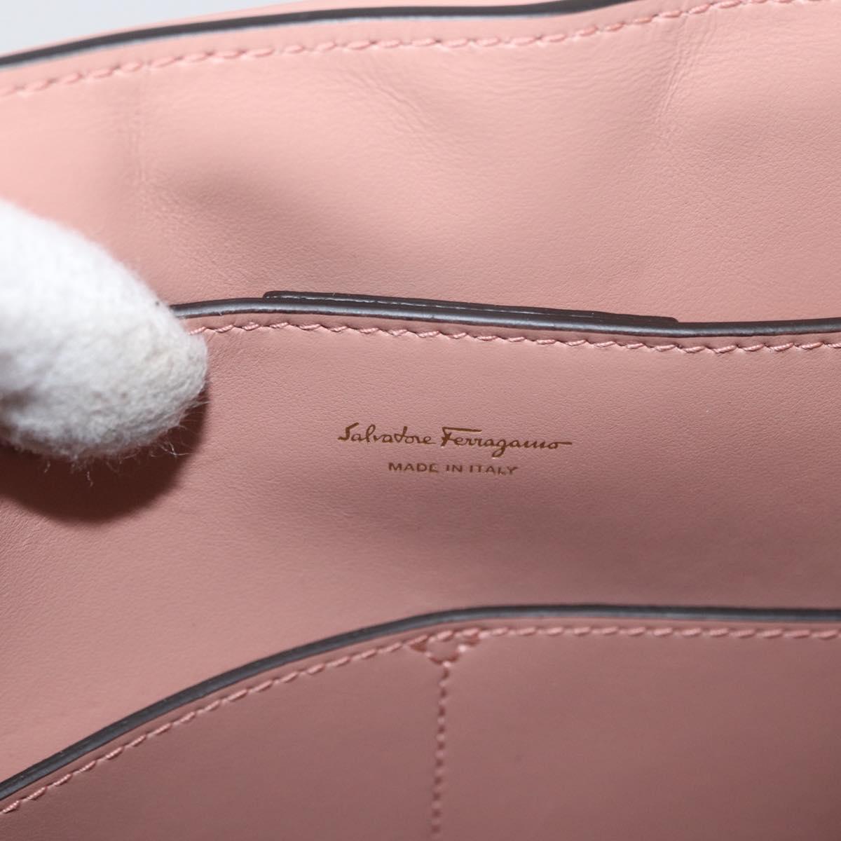 Salvatore Ferragamo Margot Shoulder Bag Leather Beige Gold Auth ka3483A