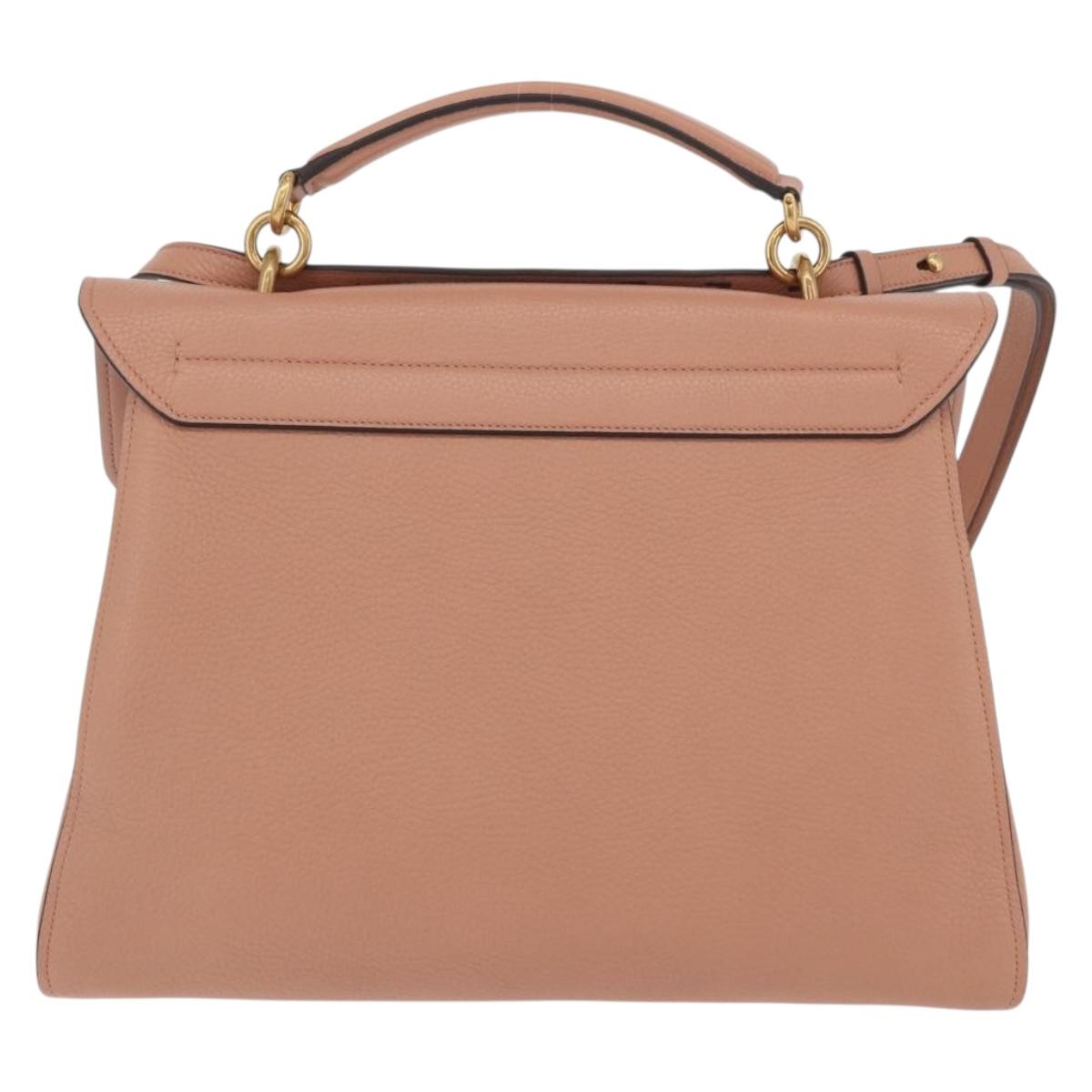 Salvatore Ferragamo Margot Shoulder Bag Leather Beige Gold Auth ka3483A