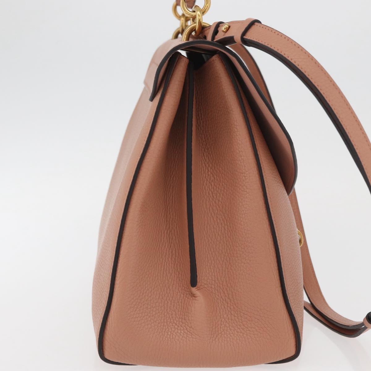 Salvatore Ferragamo Margot Shoulder Bag Leather Beige Gold Auth ka3483A