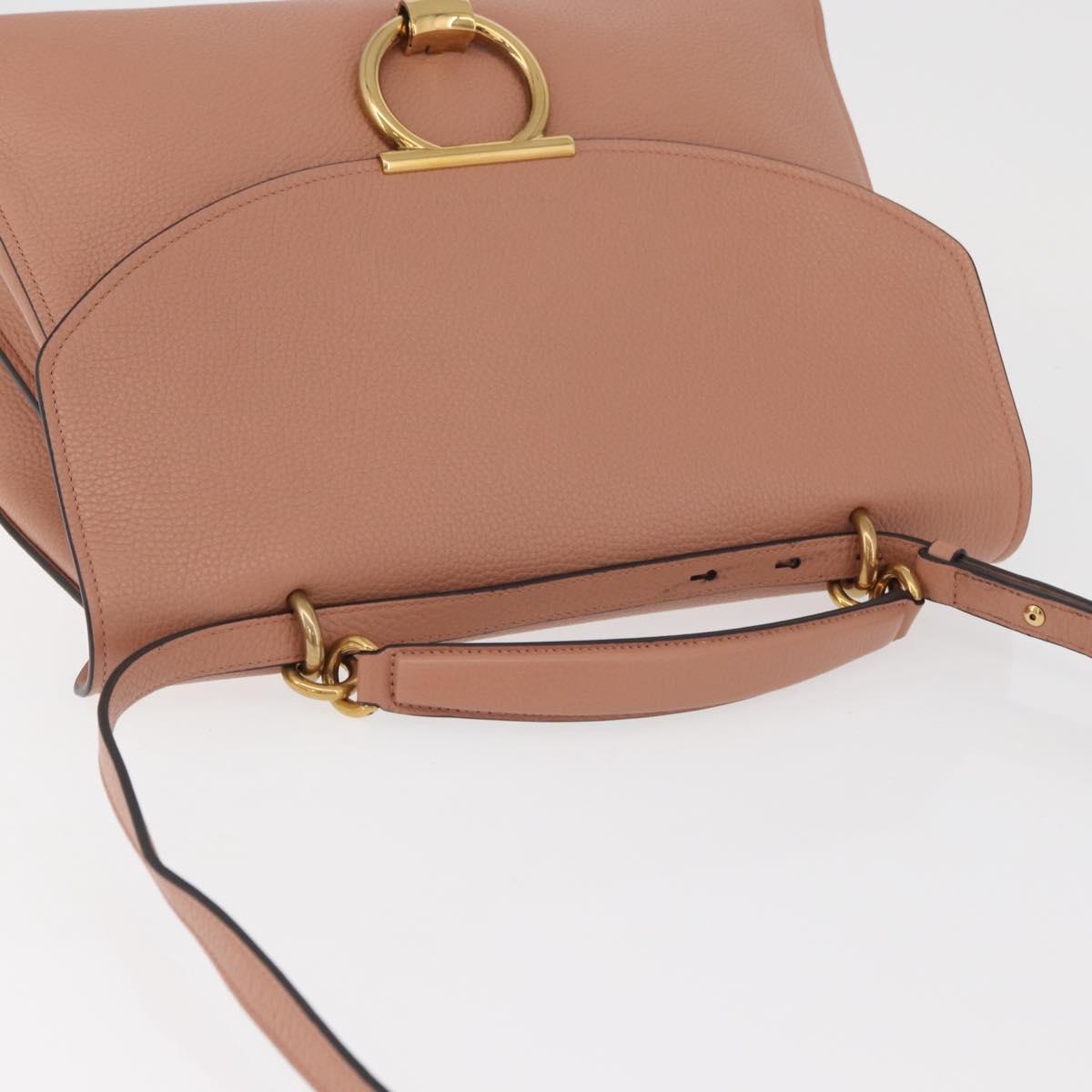 Salvatore Ferragamo Margot Shoulder Bag Leather Beige Gold Auth ka3483A
