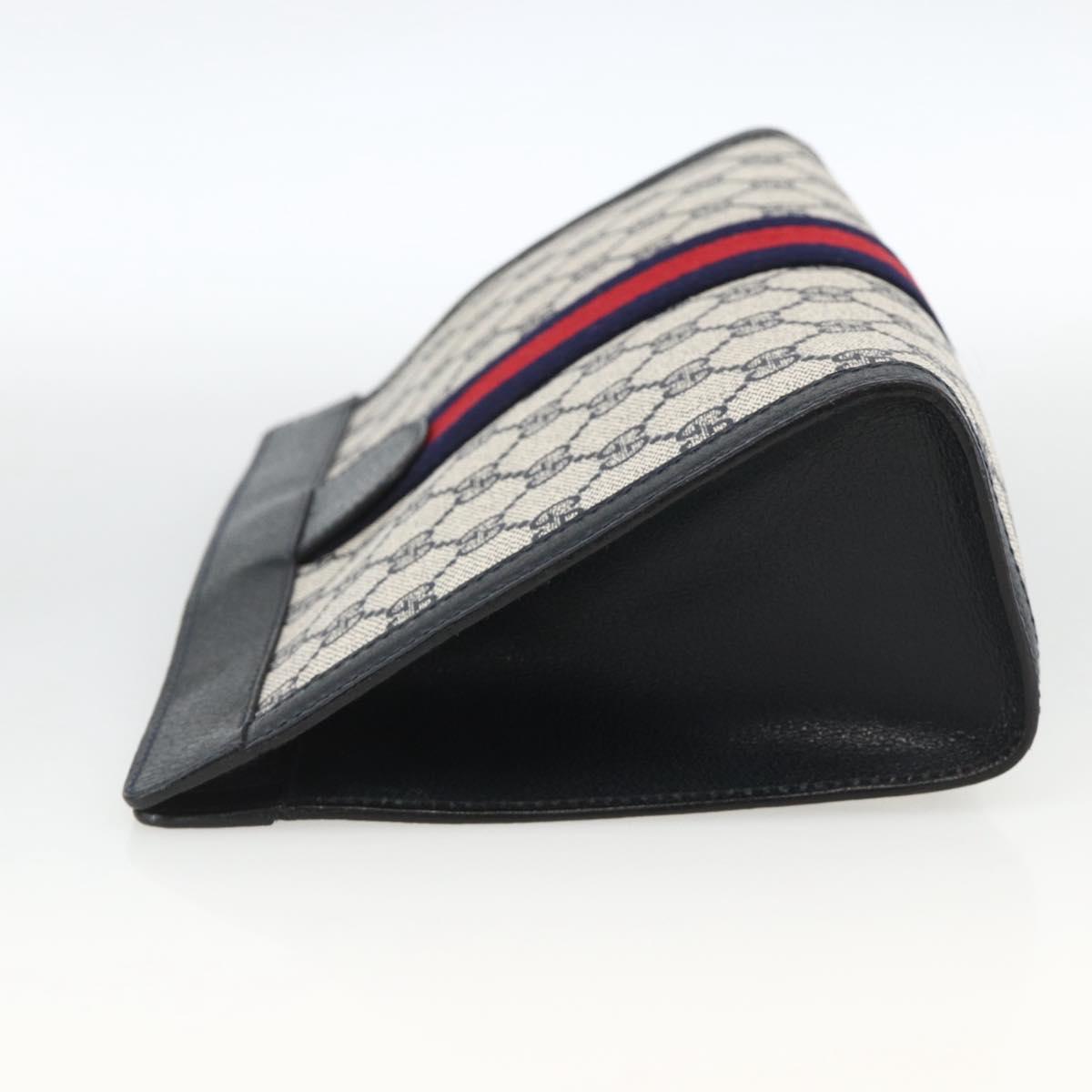 GUCCI GG Supreme Sherry Line Clutch Bag PVC Navy Red 89 01 002 Auth ka3487