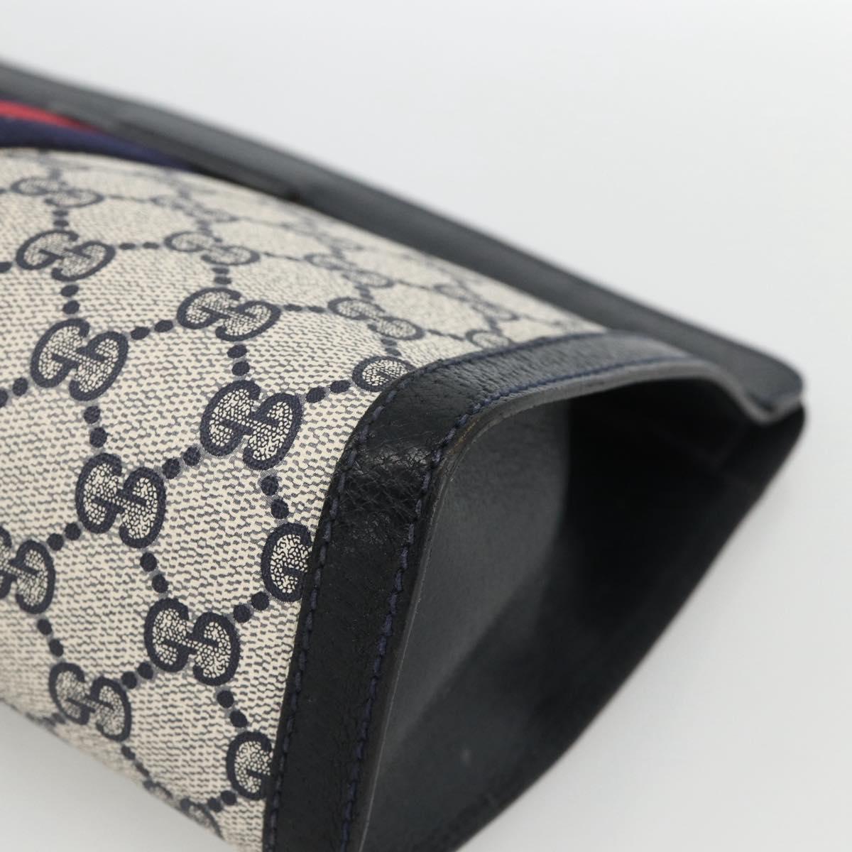 GUCCI GG Supreme Sherry Line Clutch Bag PVC Navy Red 89 01 002 Auth ka3487