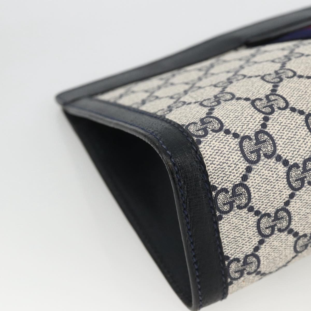 GUCCI GG Supreme Sherry Line Clutch Bag PVC Navy Red 89 01 002 Auth ka3487