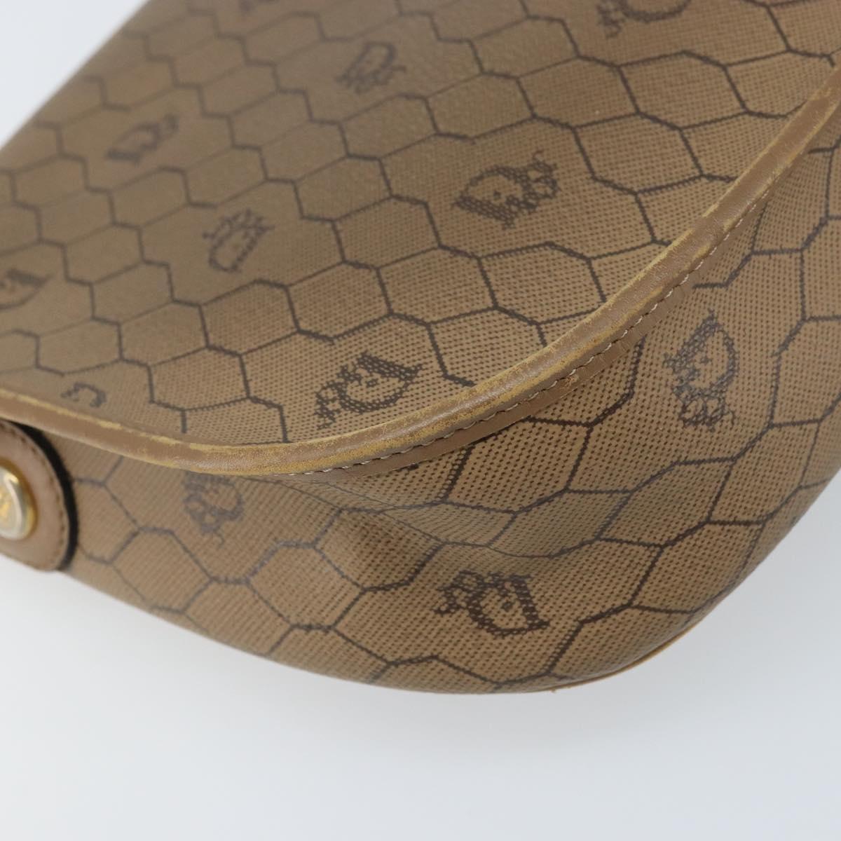 Christian Dior Honeycomb Canvas Shoulder Bag PVC Beige Gold Auth ka3491