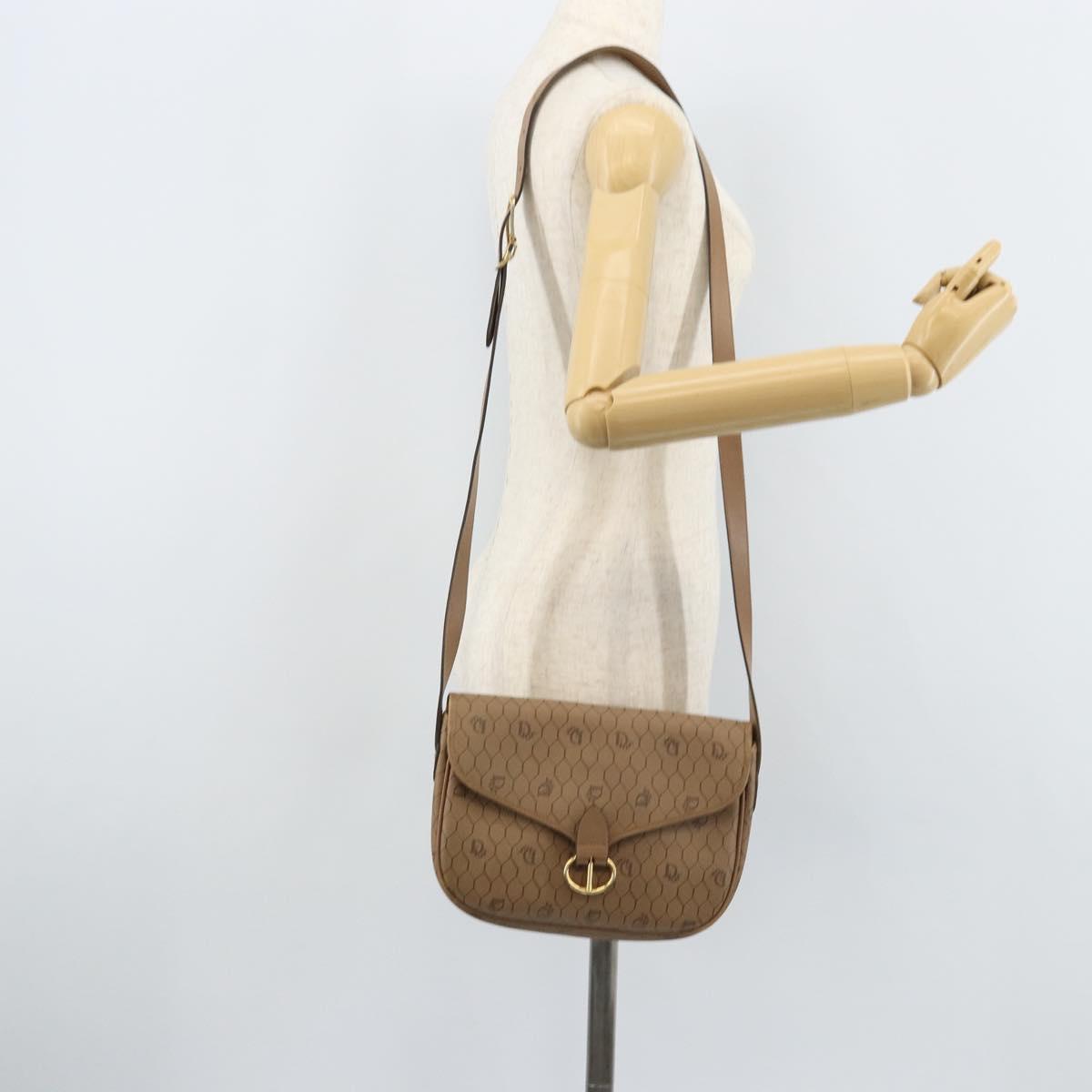 Christian Dior Honeycomb Canvas Shoulder Bag PVC Beige Gold Auth ka3491