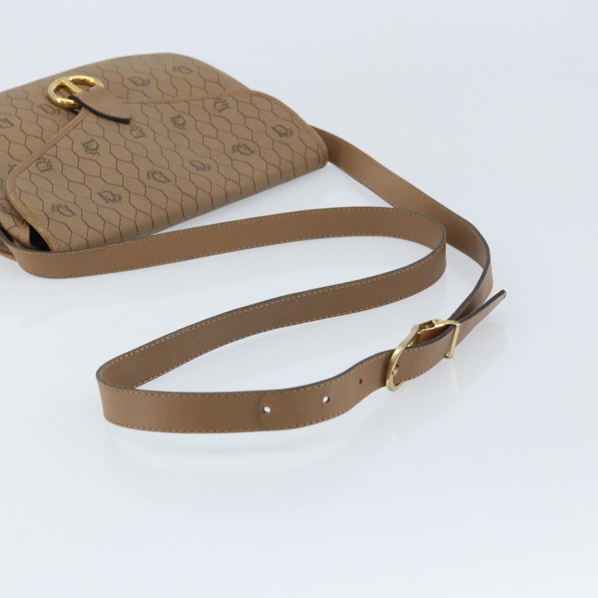 Christian Dior Honeycomb Canvas Shoulder Bag PVC Beige Gold Auth ka3491