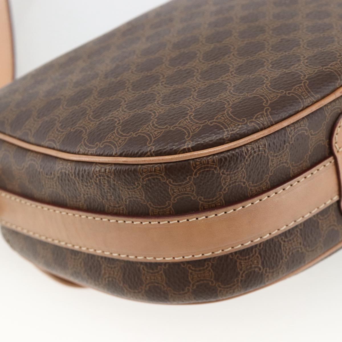 CELINE Macadam Canvas Shoulder Bag PVC Leather Brown Gold Auth ka3495A