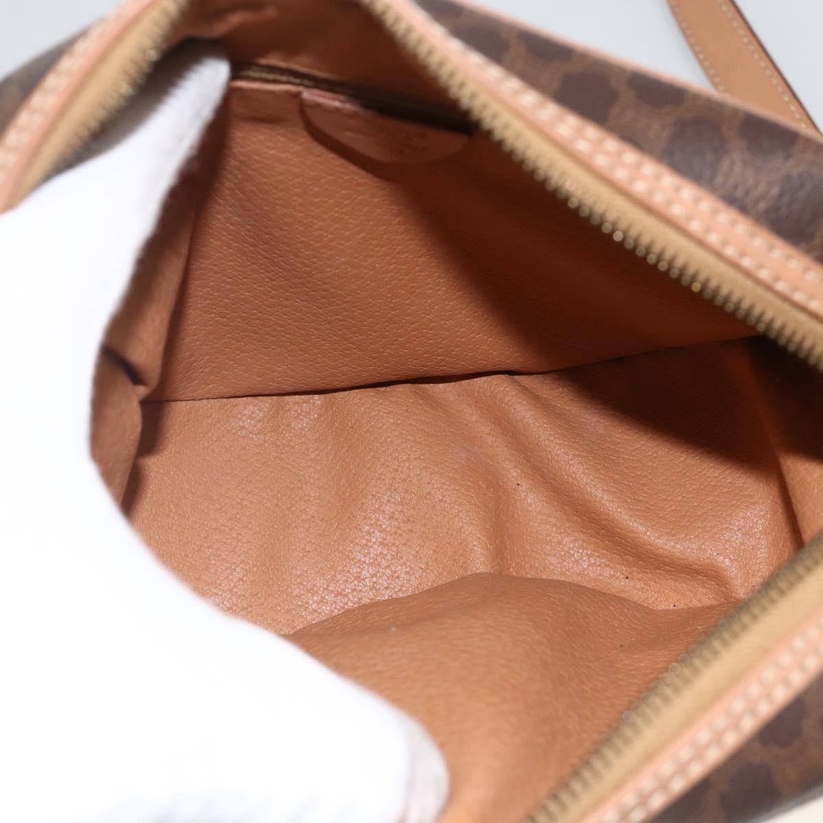 CELINE Macadam Canvas Shoulder Bag PVC Leather Brown Gold Auth ka3495A