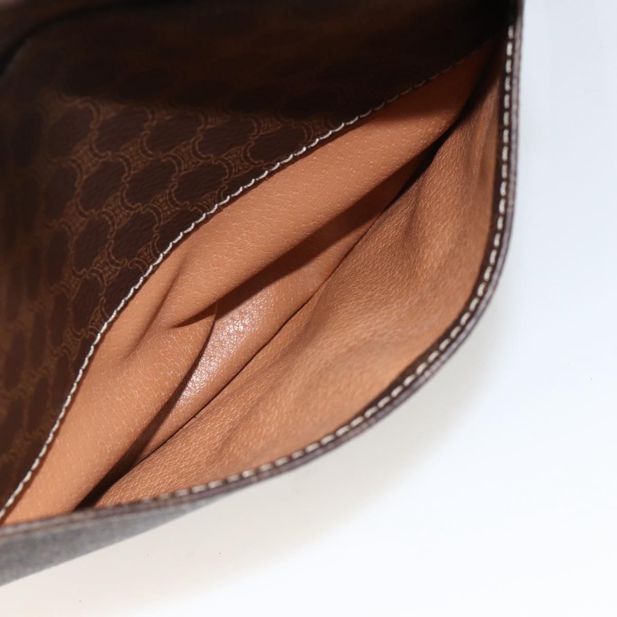CELINE Macadam Canvas Shoulder Bag PVC Leather Brown Gold Auth ka3495A