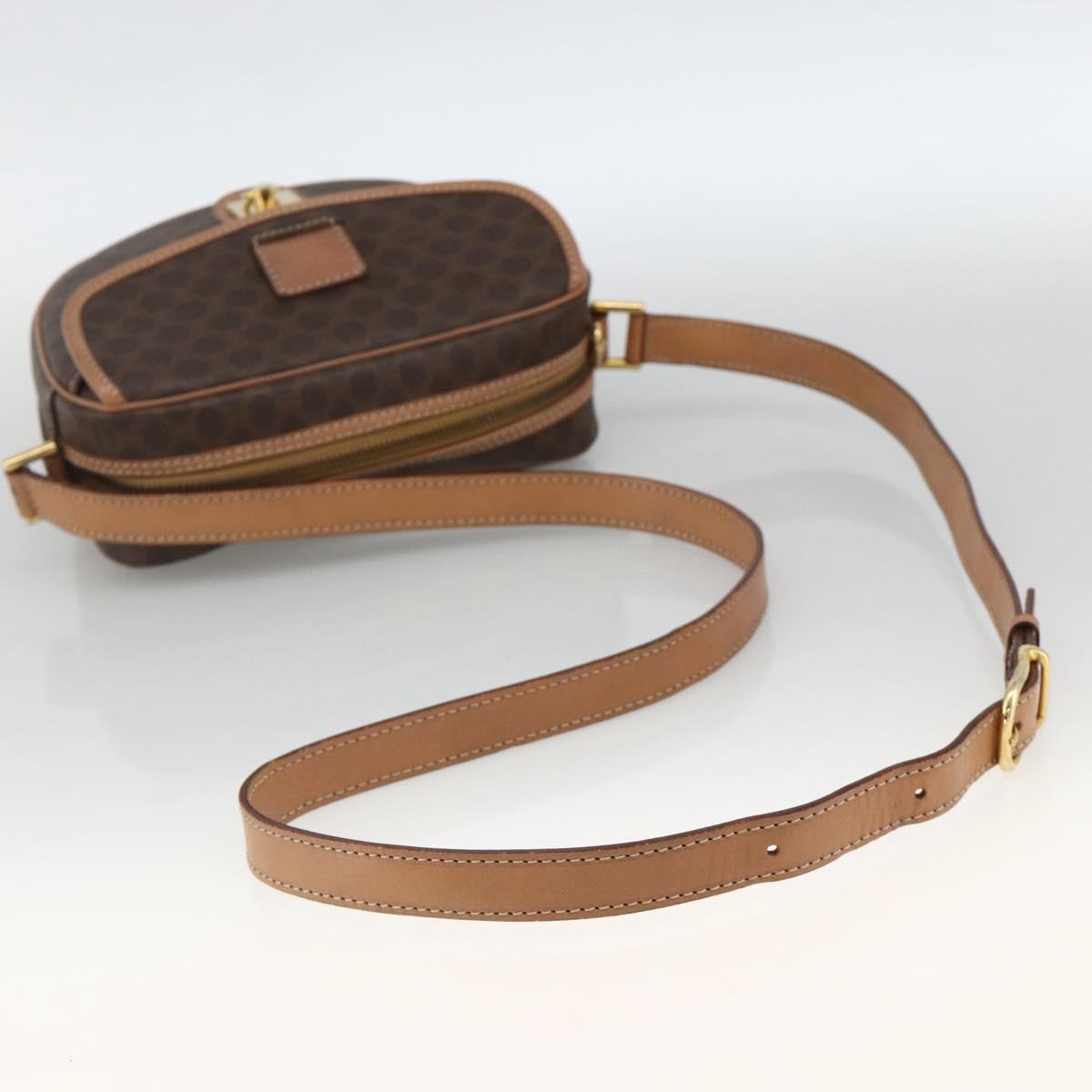 CELINE Macadam Canvas Shoulder Bag PVC Leather Brown Gold Auth ka3495A