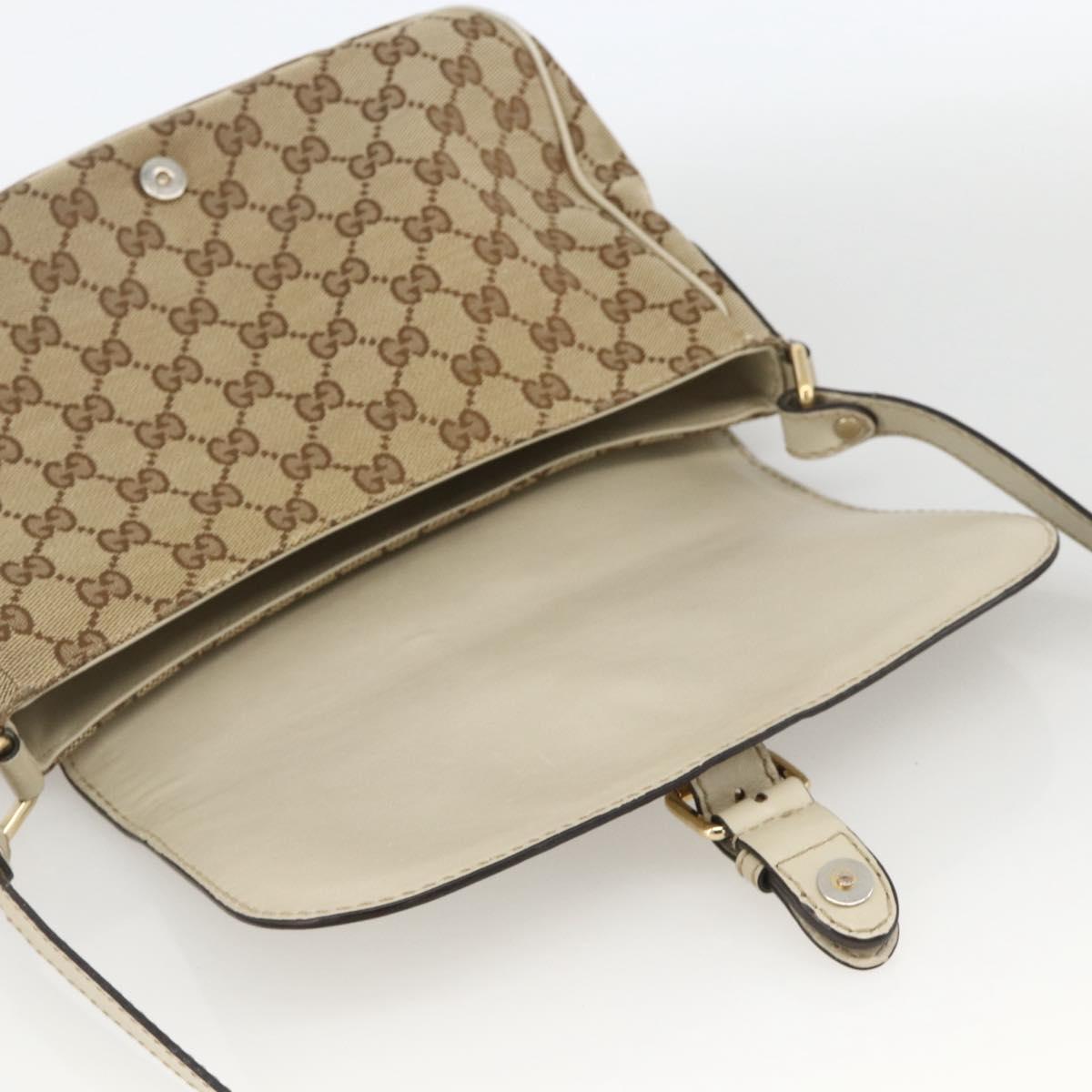 GUCCI GG Canvas Shoulder Bag Beige Gold 308452 Auth ka3497