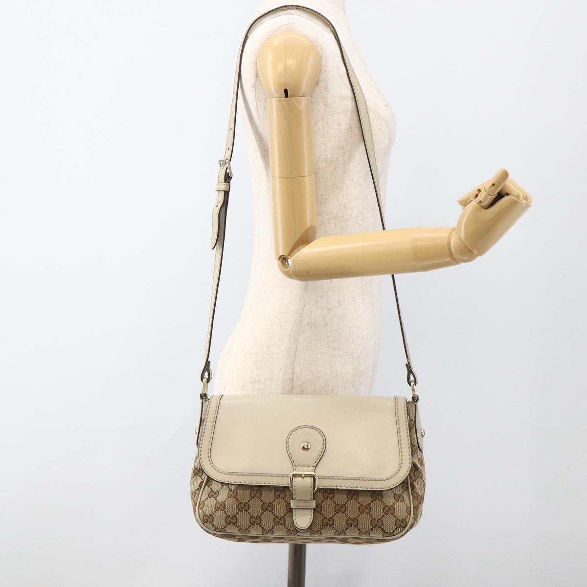 GUCCI GG Canvas Shoulder Bag Beige Gold 308452 Auth ka3497